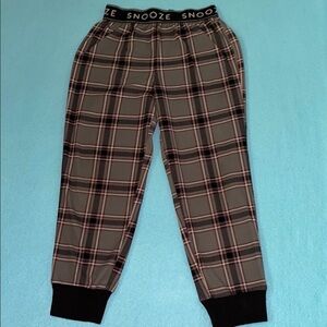 SNOOZE fire resistant plaid pajama pants jogger style elastic waistband size 6/7